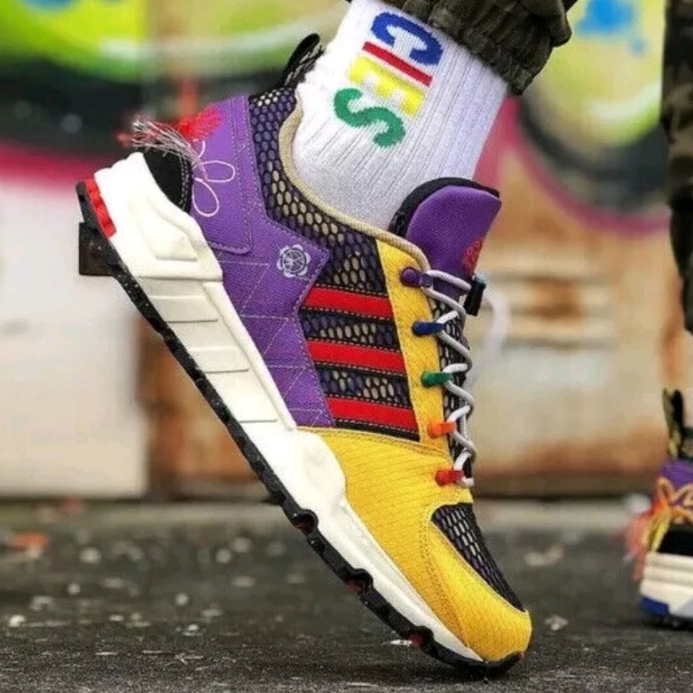 Adidas Yellow Purple Red Athletic Sneakers